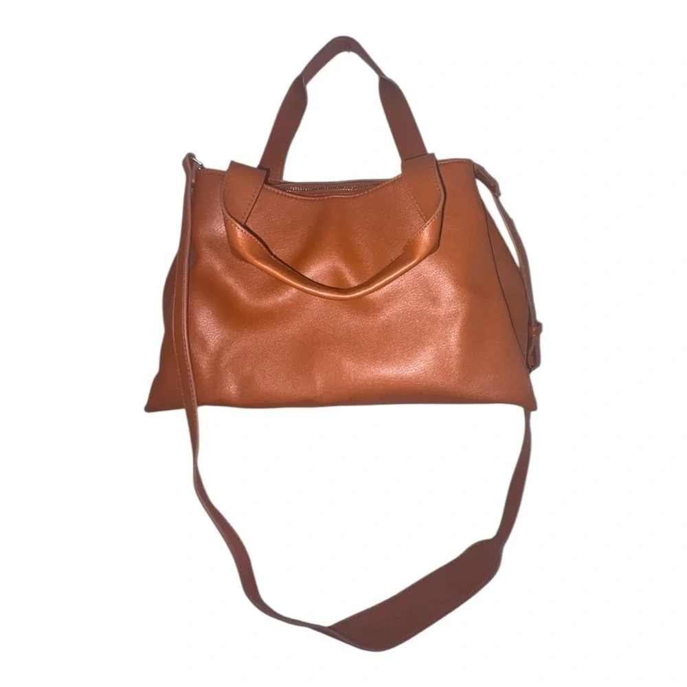 Faux Leather Work Tote Handbag - Picture 3 of 17